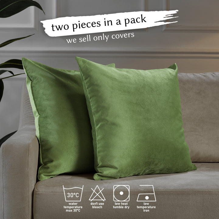 Matte Velvet Cushion Covers Set of 2 - Olivine Curtain Colors Matching