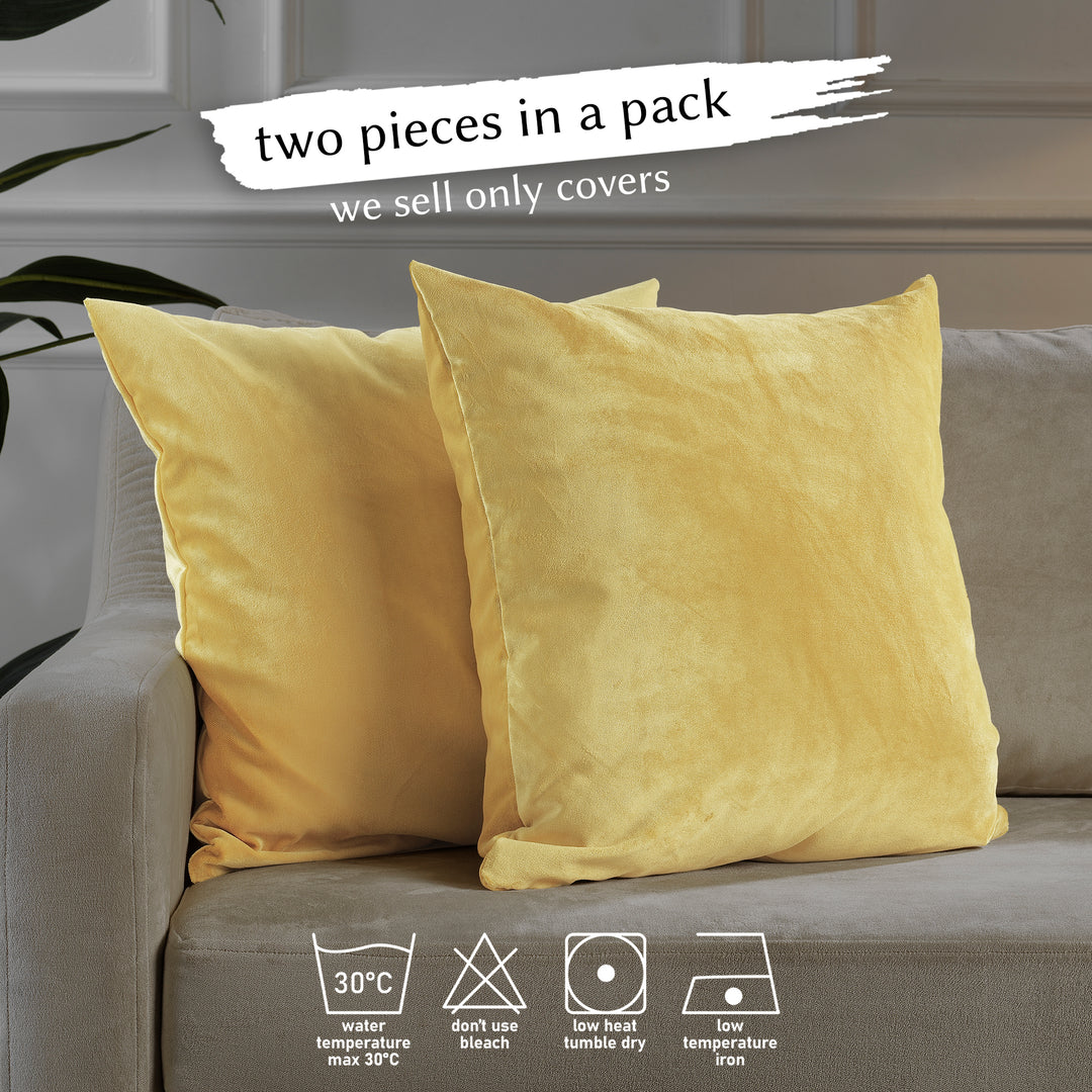 Matte Velvet Cushion Covers Set of 2 - Lemon Curtain Colors Matching