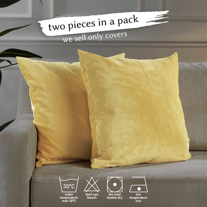 Matte Velvet Cushion Covers Set of 2 - Lemon Curtain Colors Matching