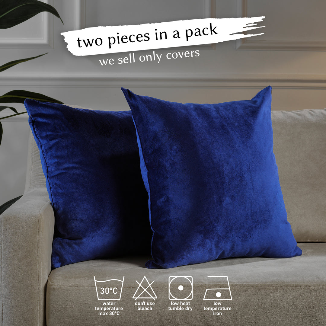 Matte Velvet Cushion Covers Set of 2 - Navy Blue Curtain Colors Matching