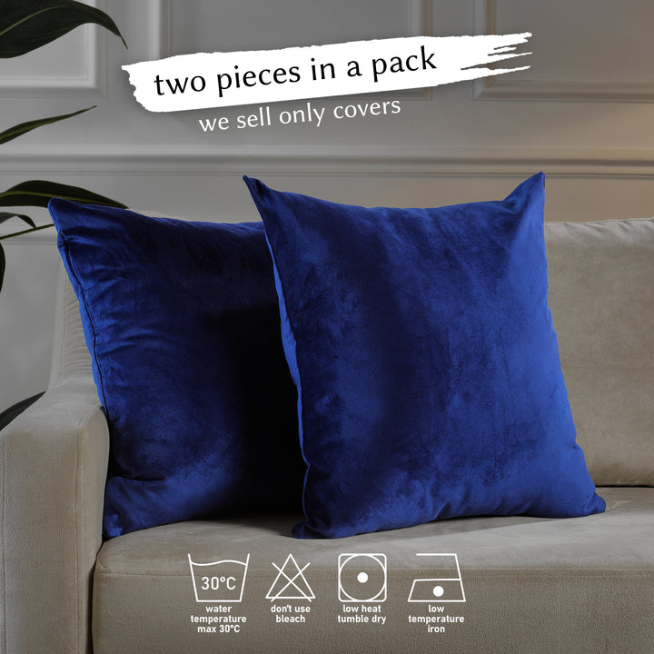 Matte Velvet Cushion Covers Set of 2 - Navy Blue Curtain Colors Matching