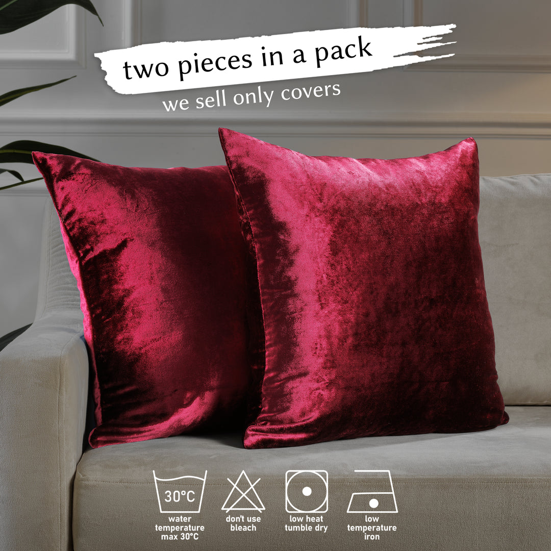 Soft Shiny Velvet Cushion Covers Set of 2 - Ruby Curtain Colors Matching