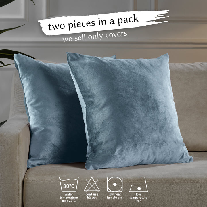 Matte Velvet Cushion Covers Set of 2 - Air Force Blue Curtain Colors Matching