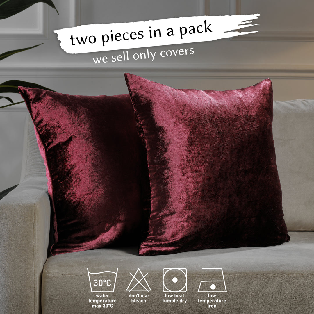Soft Shiny Velvet Cushion Covers Set of 2 - Mahogany Curtain Colors Matching