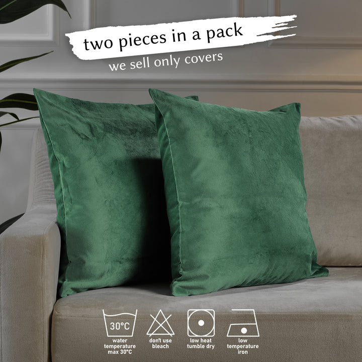 Matte Velvet Cushion Covers Set of 2 - Bottle Green Curtain Colors Matching