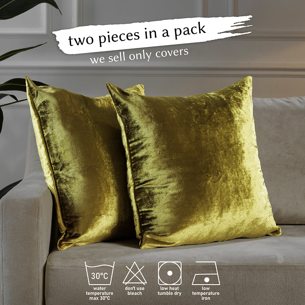 Soft Shiny Velvet Cushion Covers Set of 2 - Lime Curtain Colors Matching