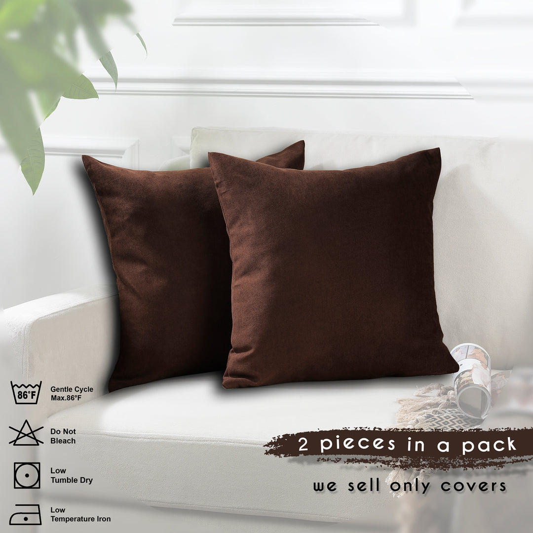 Decorative Cushion Covers Set of 2 - Dark Brown Curtain Colors Matching