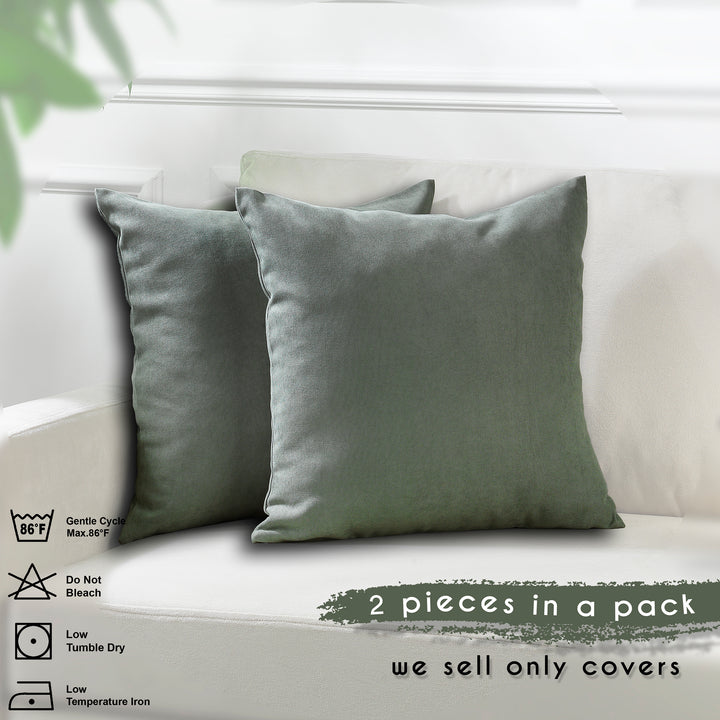 Decorative Cushion Covers Set of 2 - Leaf Green Curtain Colors Matching