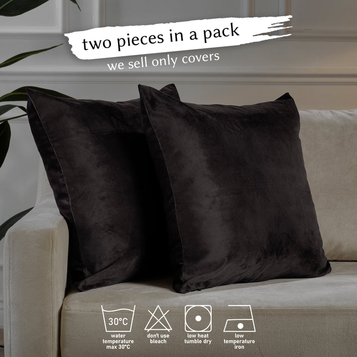 Matte Velvet Cushion Covers Set of 2 - Dark Chocolate Curtain Colors Matching