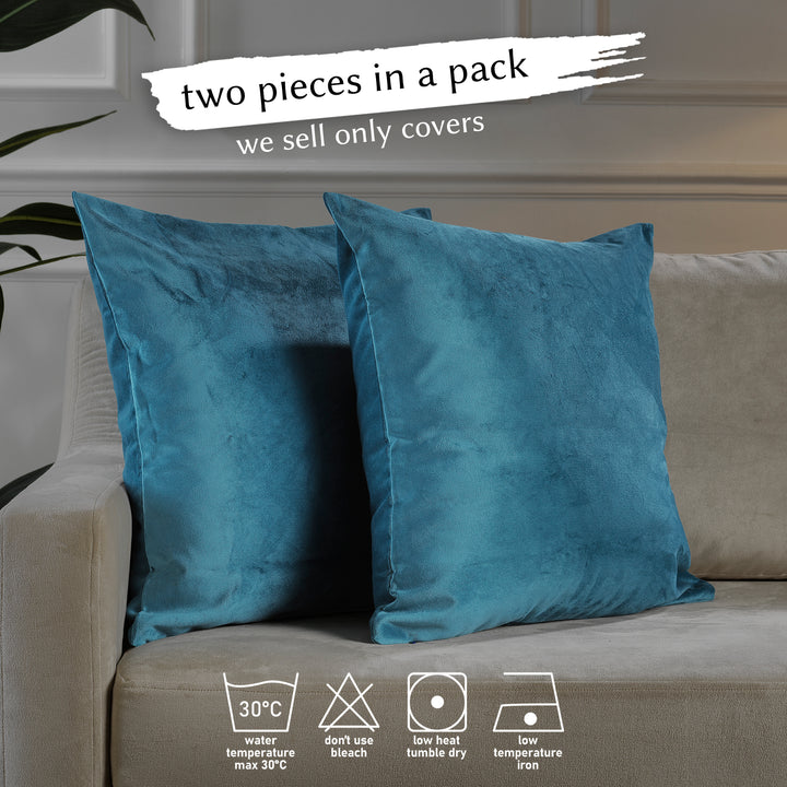 Matte Velvet Cushion Covers Set of 2 - Celestial Blue Curtain Colors Matching