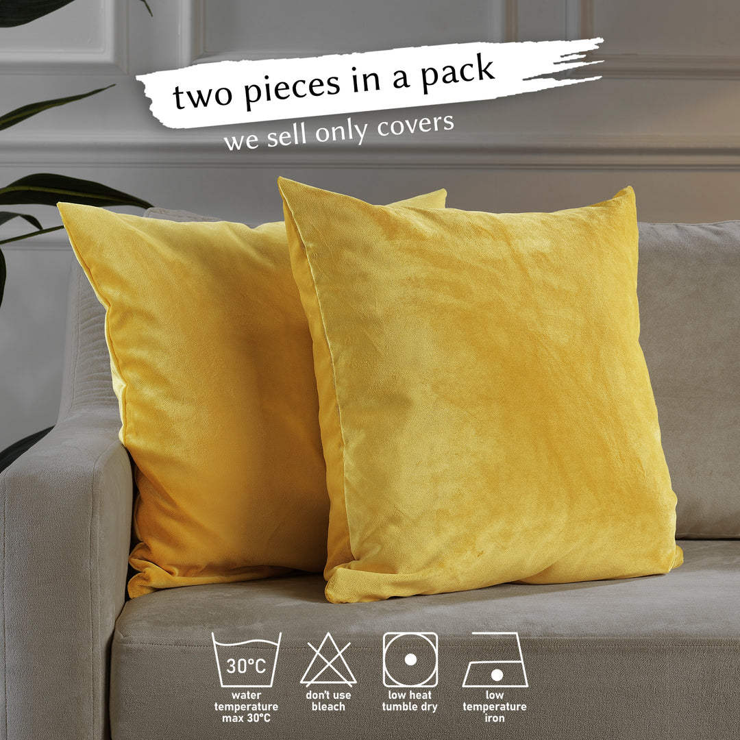Matte Velvet Cushion Covers Set of 2 - Yellow Curtain Colors Matching