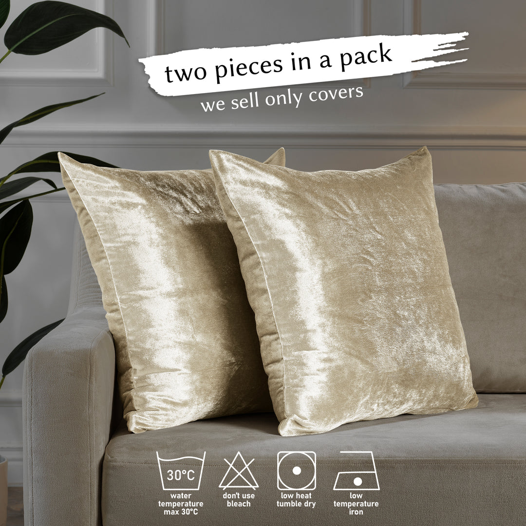 Soft Shiny Velvet Cushion Covers Set of 2 - Cream Curtain Colors Matching