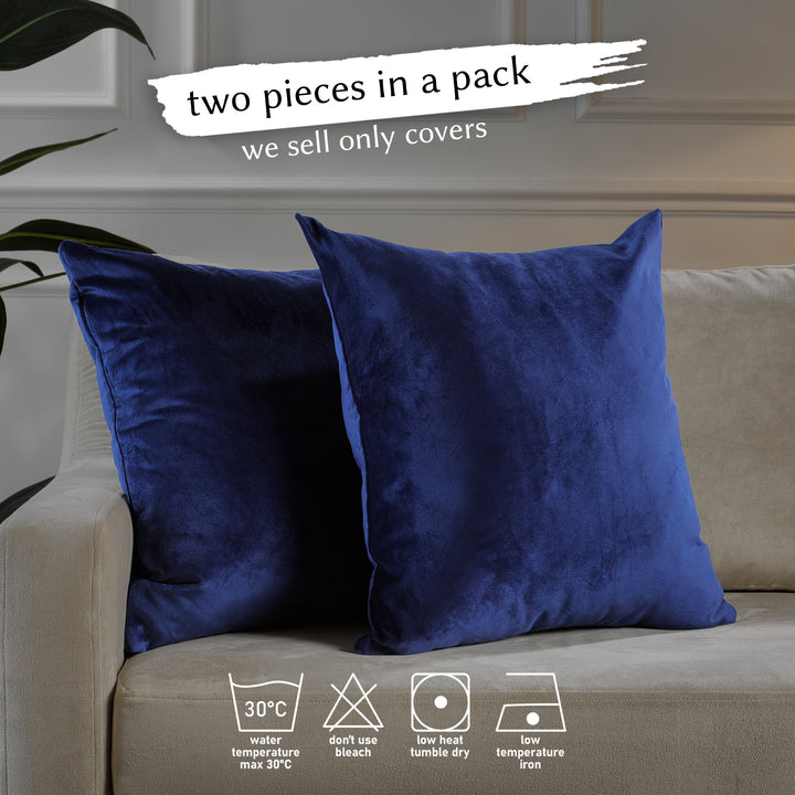 Matte Velvet Cushion Covers Set of 2 - Midnight Blue Curtain Colors Matching