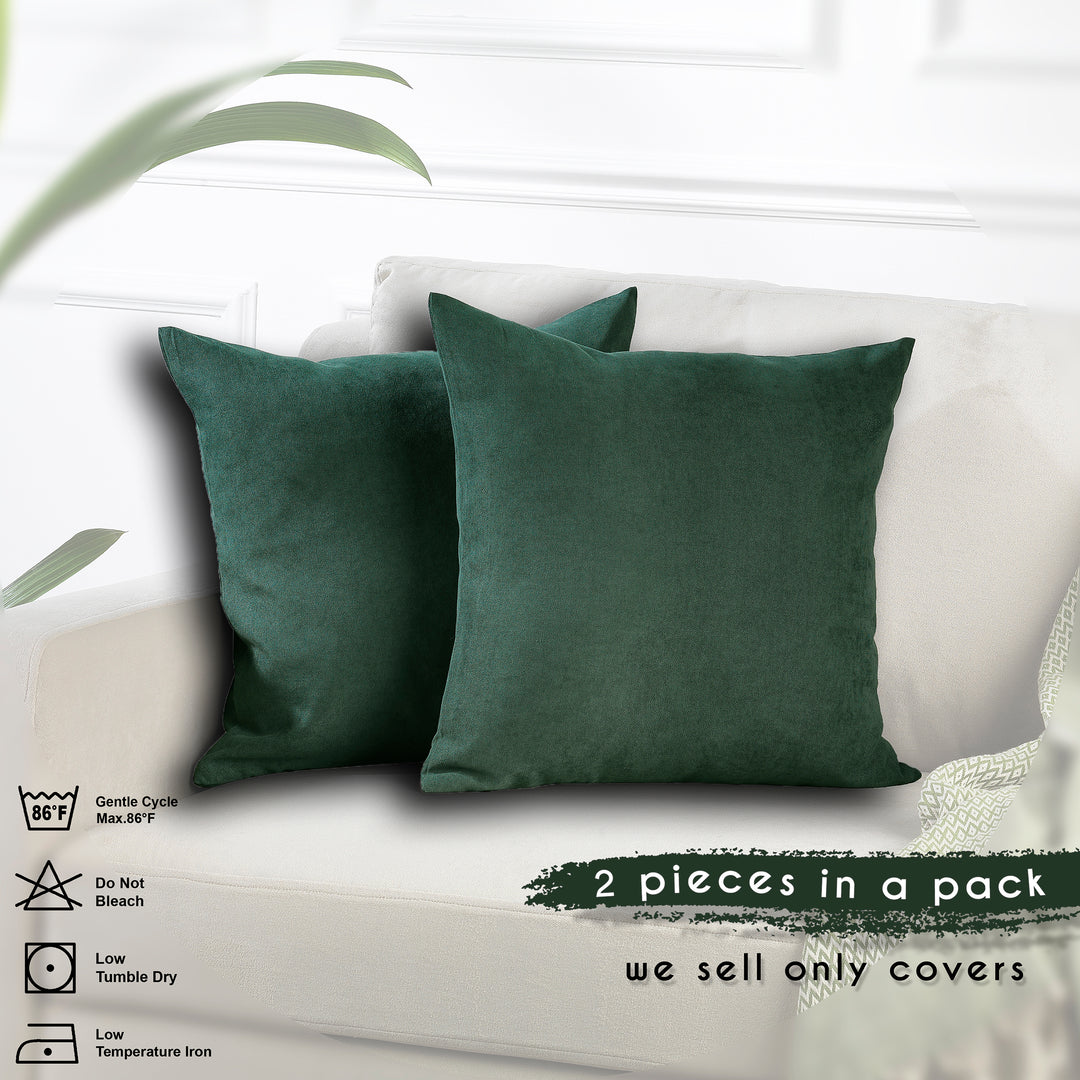 Decorative Cushion Covers Set of 2 - Dark Green Curtain Colors Matching