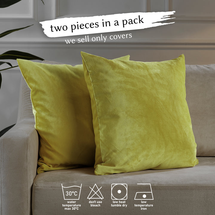 Matte Velvet Cushion Covers Set of 2 - Lime Curtain Colors Matching