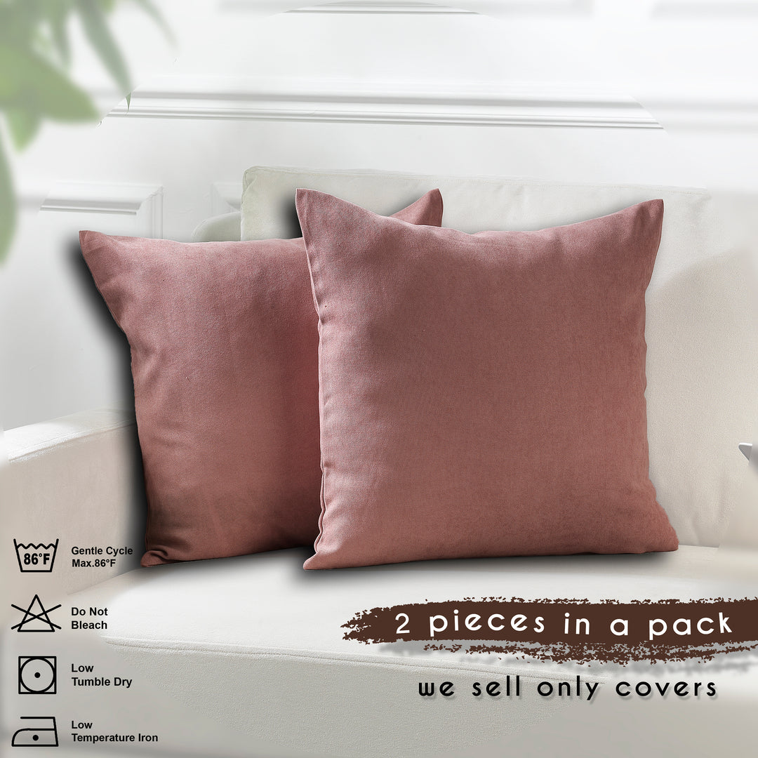 Decorative Cushion Covers Set of 2 - Rose Pink Curtain Colors Matching