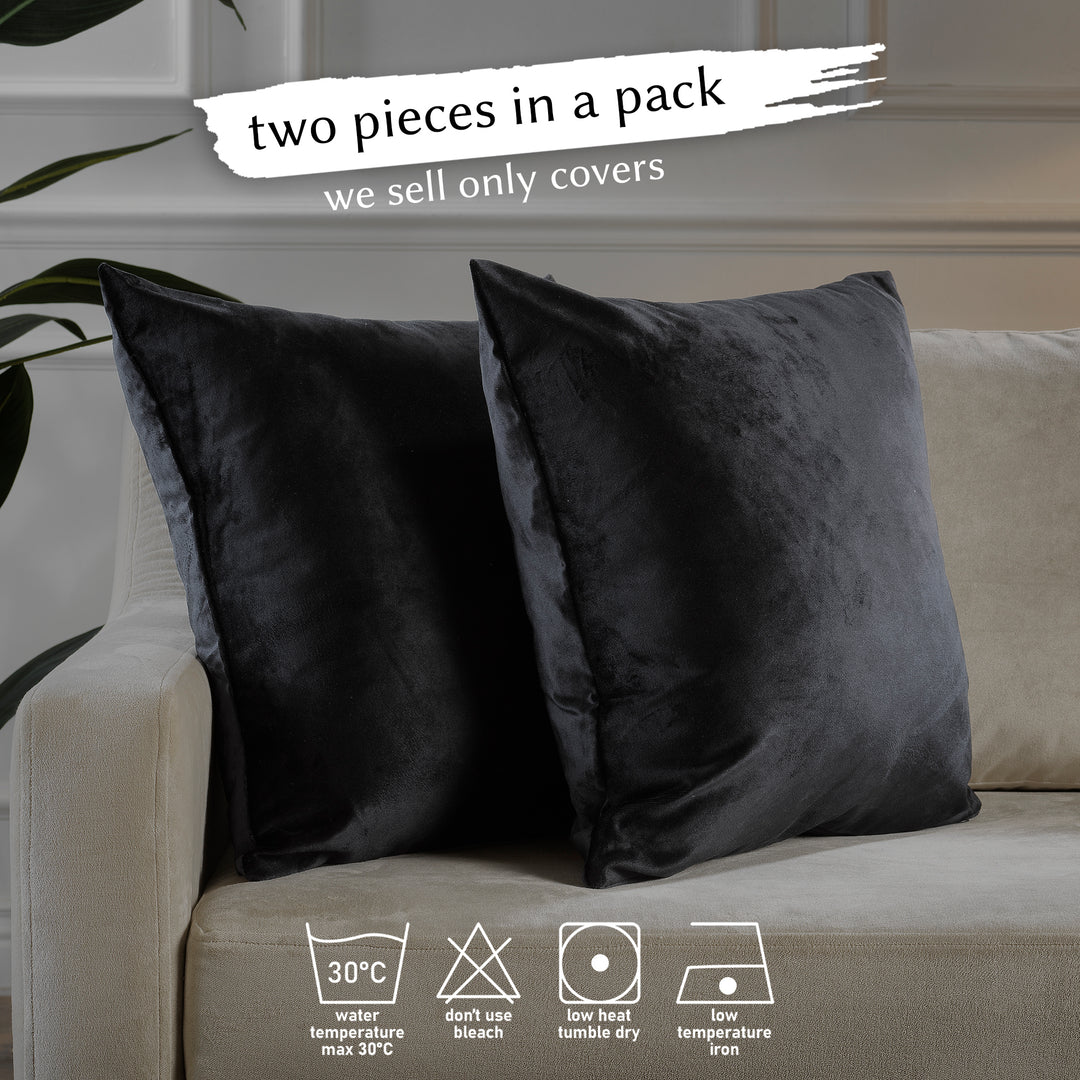 Matte Velvet Cushion Covers Set of 2 - Black Curtain Colors Matching