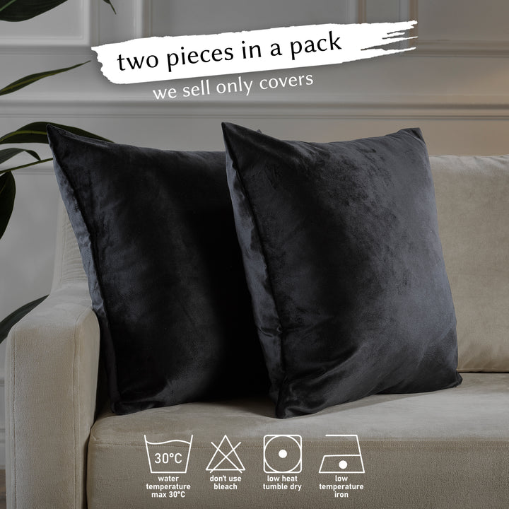 Matte Velvet Cushion Covers Set of 2 - Black Curtain Colors Matching