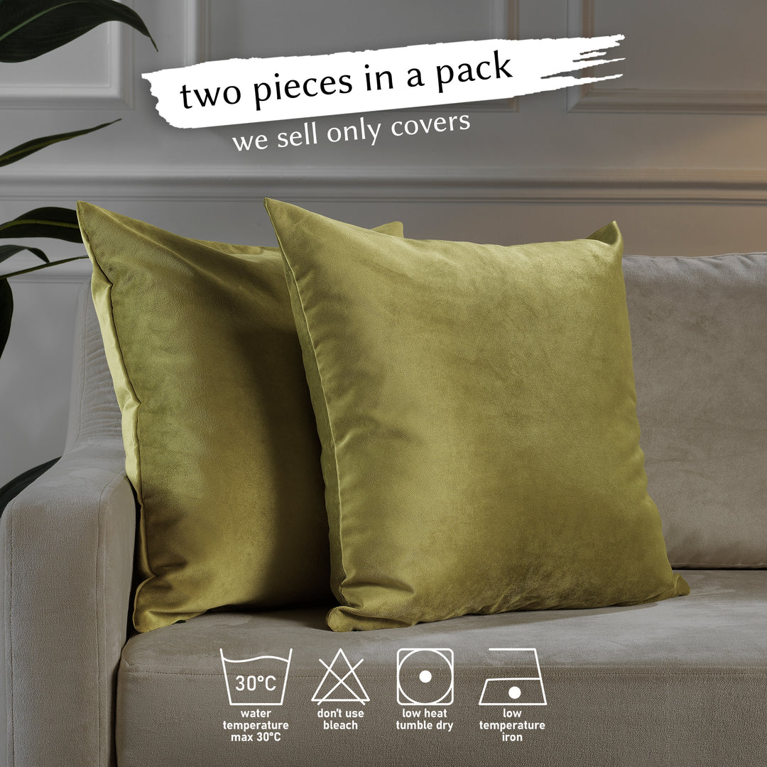 Matte Velvet Cushion Covers Set of 2 - Olive Curtain Colors Matching