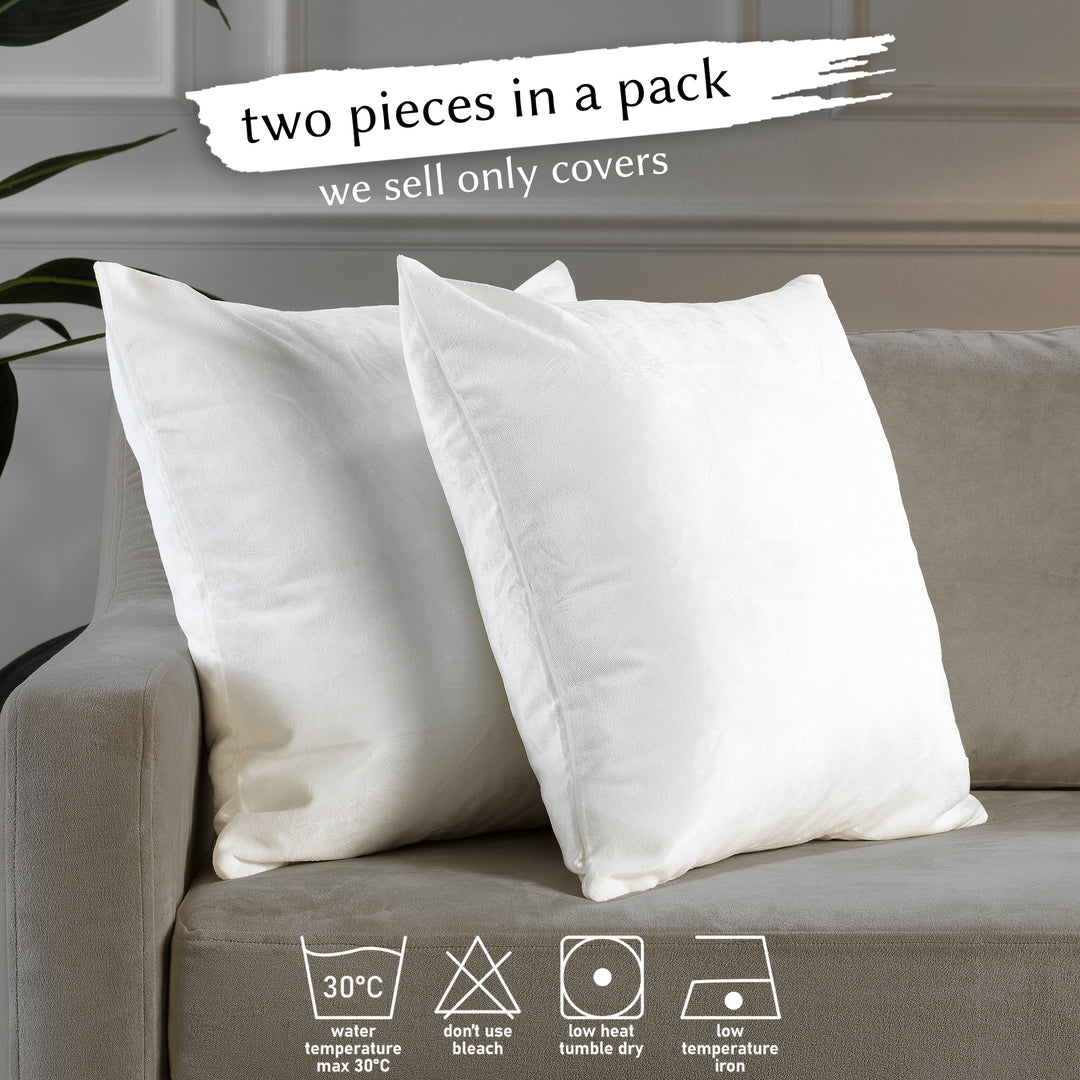 Matte Velvet Cushion Covers Set of 2 - White Curtain Colors Matching