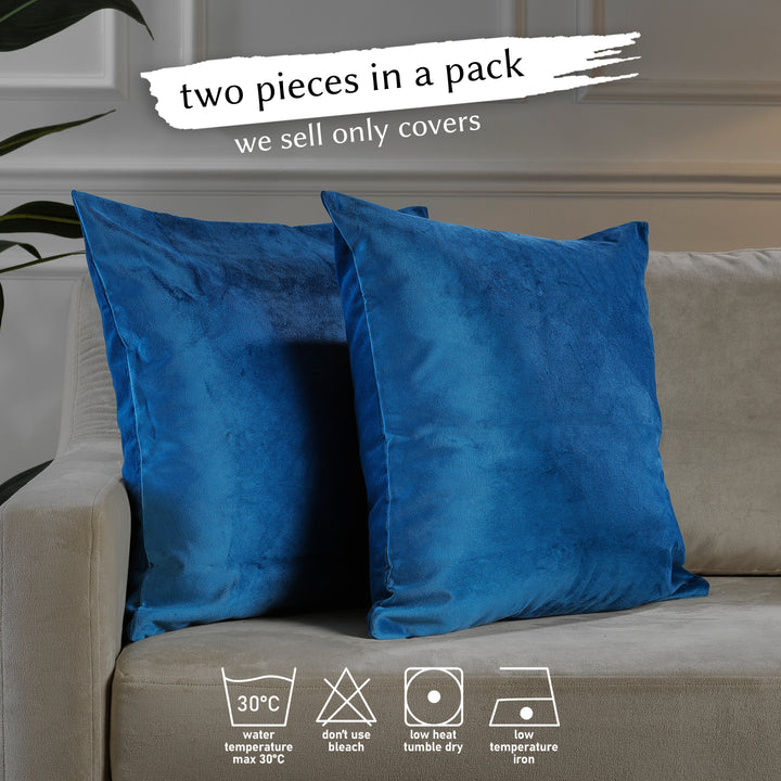 Matte Velvet Cushion Covers Set of 2 - Blue Curtain Colors Matching