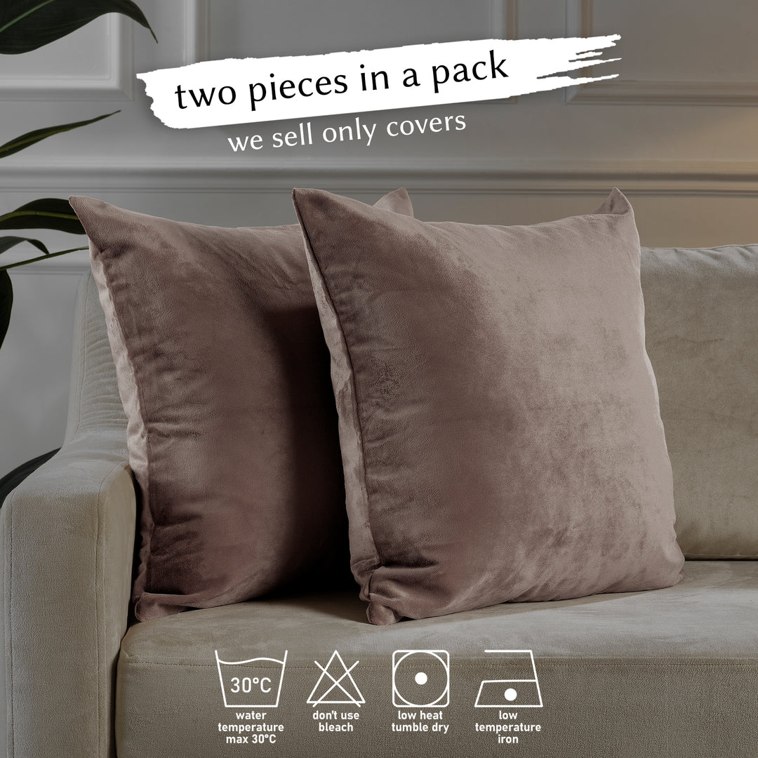Matte Velvet Cushion Covers Set of 2 - Pale Taupe Curtain Colors Matching