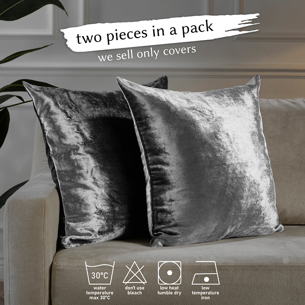 Soft Shiny Velvet Cushion Covers Set of 2 - Grey Curtain Colors Matching