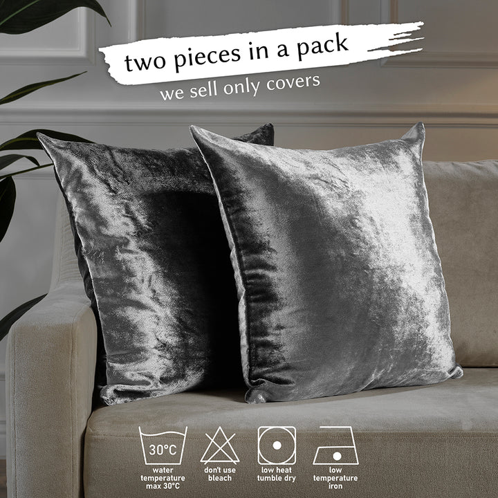 Soft Shiny Velvet Cushion Covers Set of 2 - Grey Curtain Colors Matching