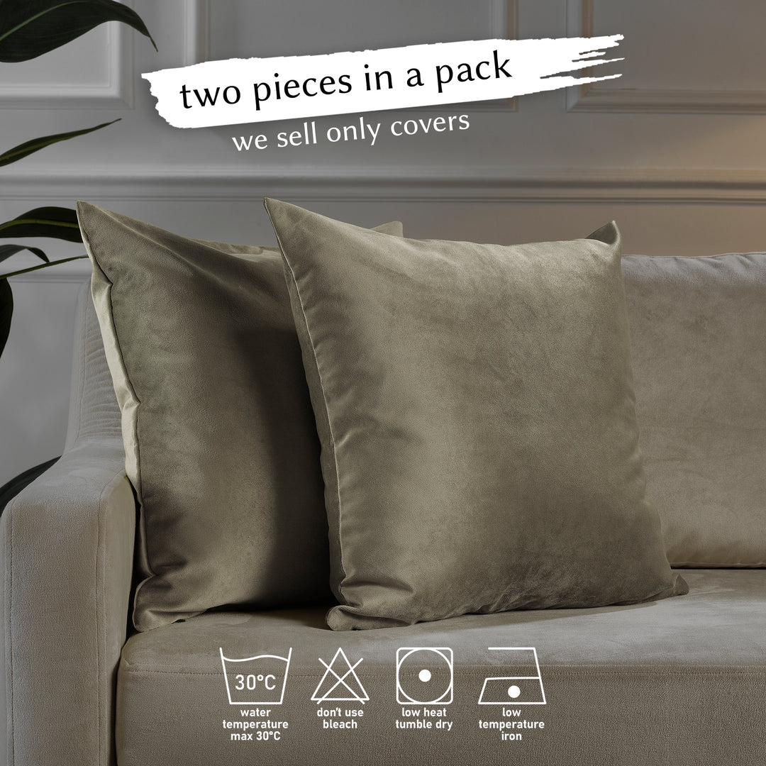 Matte Velvet Cushion Covers Set of 2 - Khaki Green Curtain Colors Matching