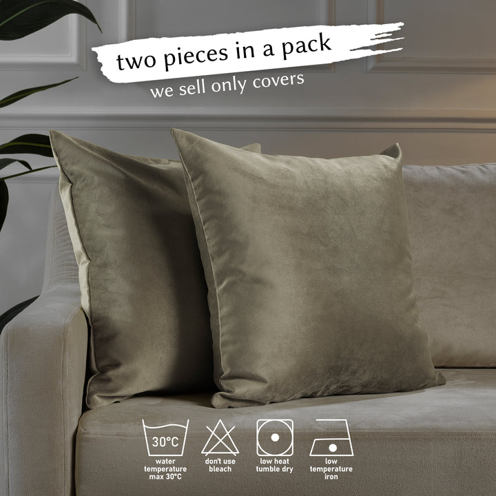 Matte Velvet Cushion Covers Set of 2 - Khaki Green Curtain Colors Matching