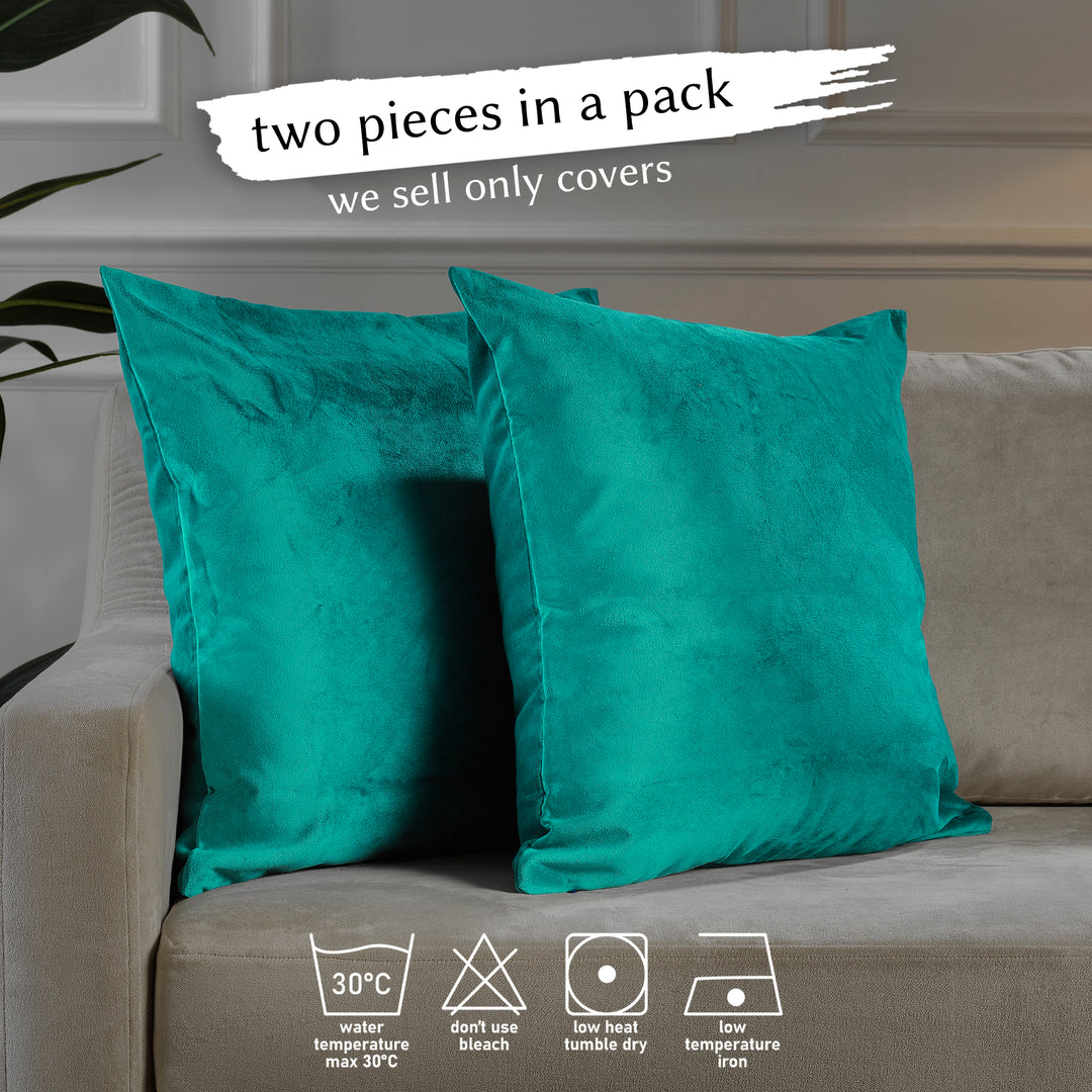 Matte Velvet Cushion Covers Set of 2 - Turquoise Curtain Colors Matching