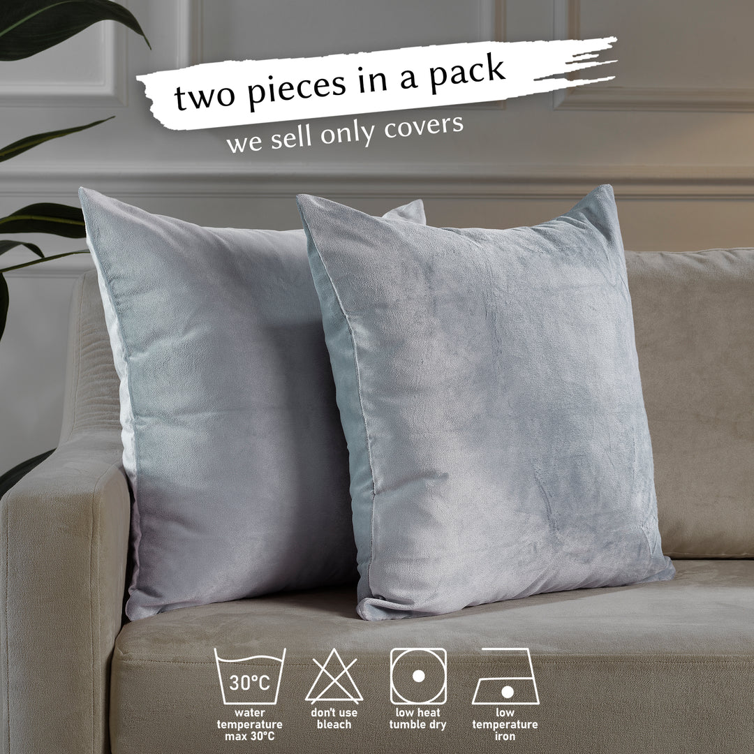 Matte Velvet Cushion Covers Set of 2 - Silver Curtain Colors Matching