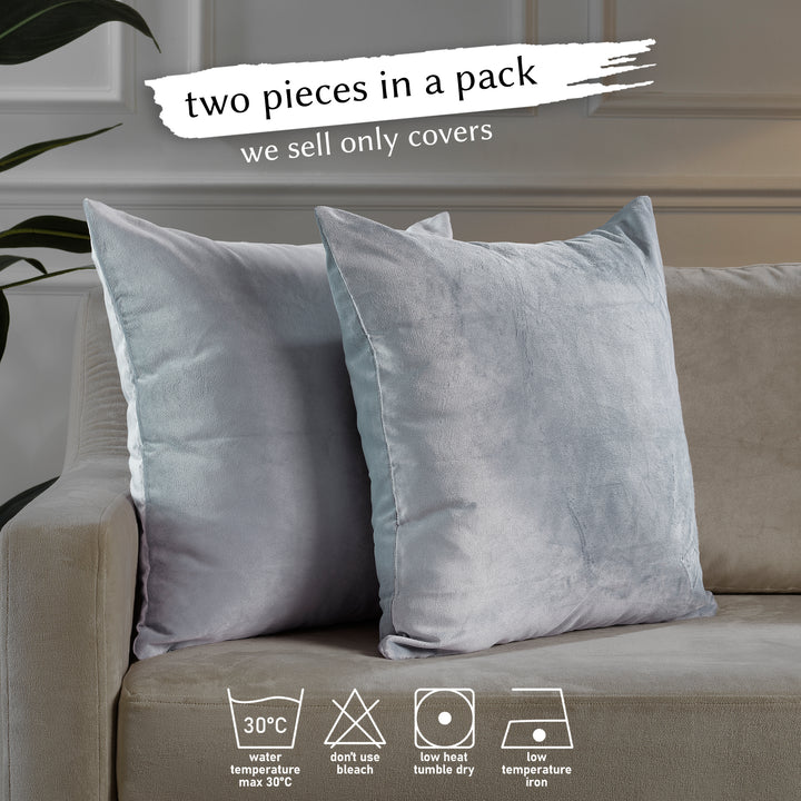 Matte Velvet Cushion Covers Set of 2 - Silver Curtain Colors Matching