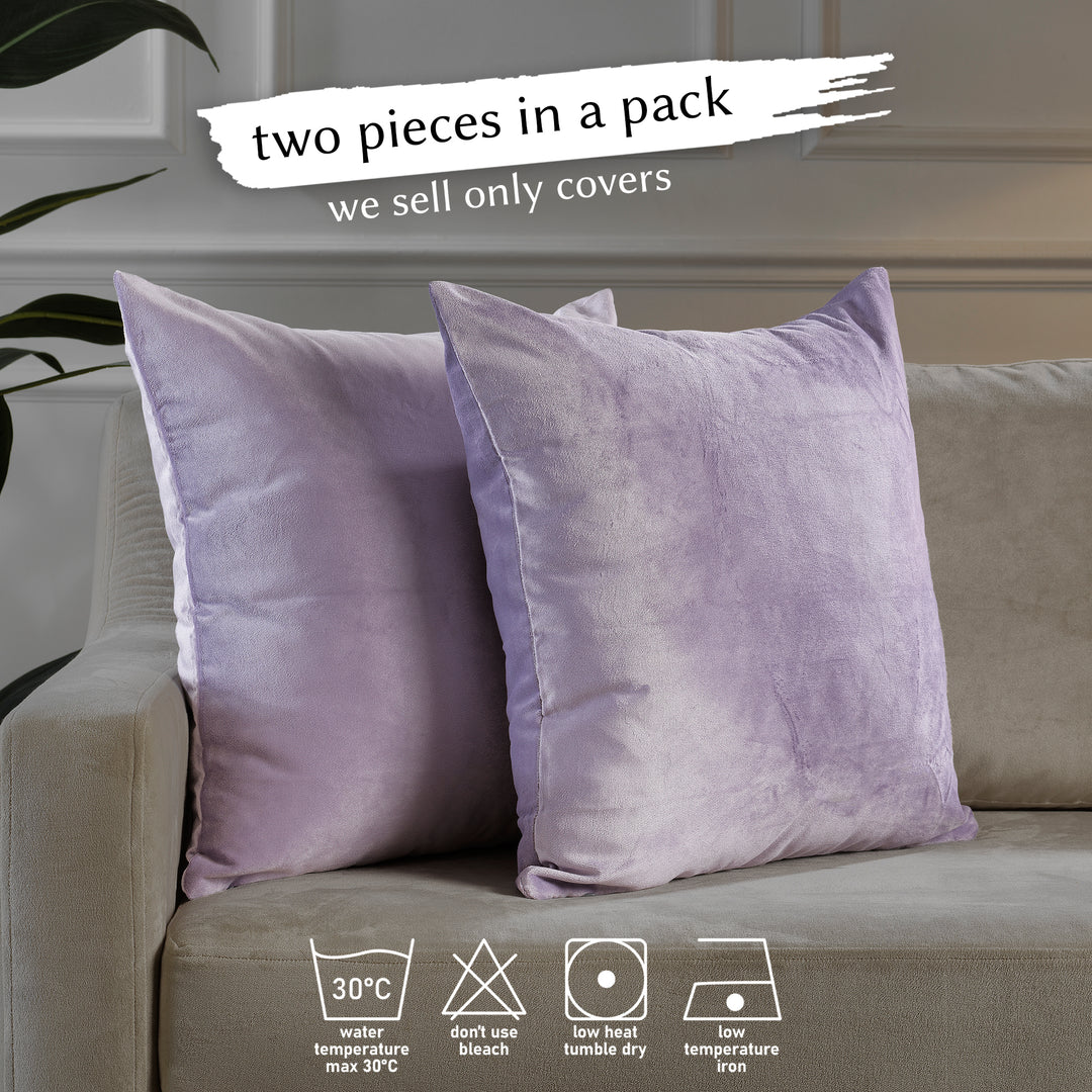 Matte Velvet Cushion Covers Set of 2 - Lavender Curtain Colors Matching