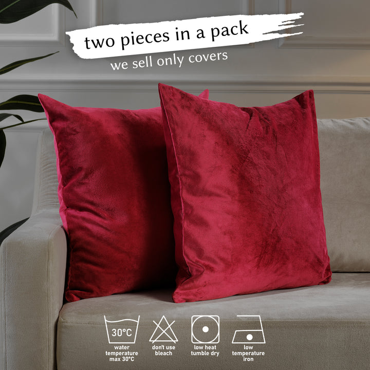 Matte Velvet Cushion Covers Set of 2 - Bright Maroon Curtain Colors Matching