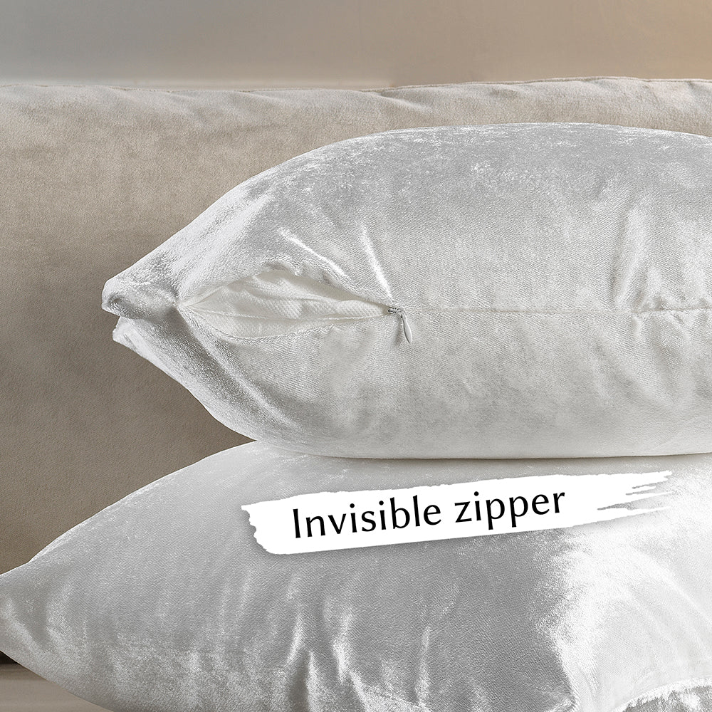 Soft Shiny Velvet Cushion Covers Set of 2 - White Curtain Colors Matching