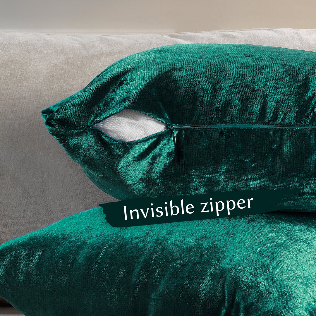 Soft Shiny Velvet Cushion Covers Set of 2 - Emerald Curtain Colors Matching