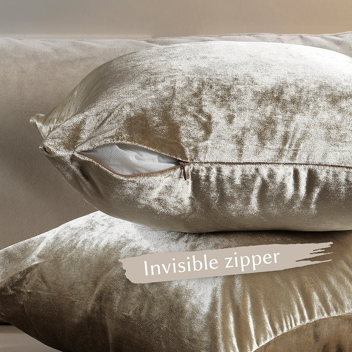 Soft Shiny Velvet Cushion Covers Set of 2 - Beige Curtain Colors Matching