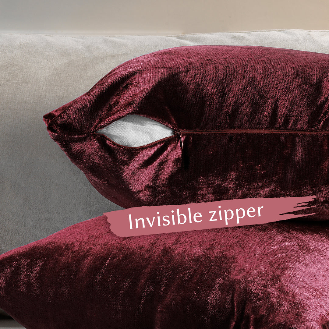 Soft Shiny Velvet Cushion Covers Set of 2 - Mahogany Curtain Colors Matching