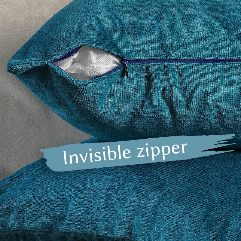 Matte Velvet Cushion Covers Set of 2 - Teal Blue Curtain Colors Matching