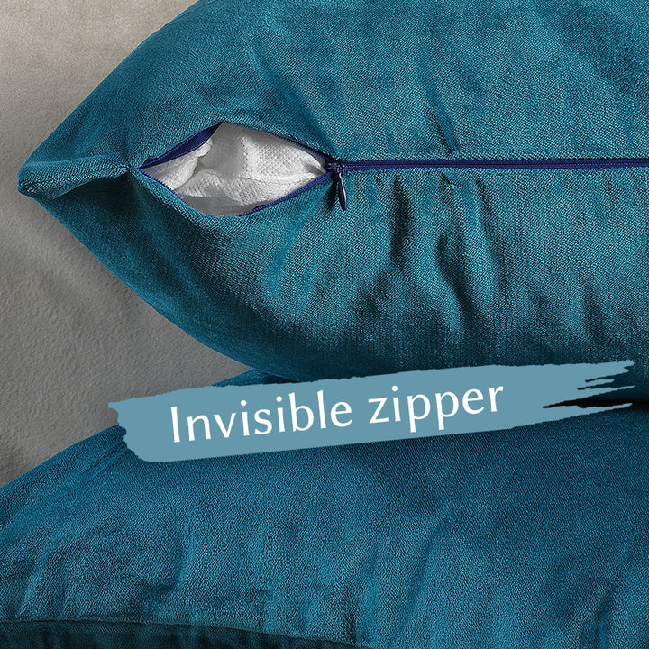 Matte Velvet Cushion Covers Set of 2 - Teal Blue Curtain Colors Matching