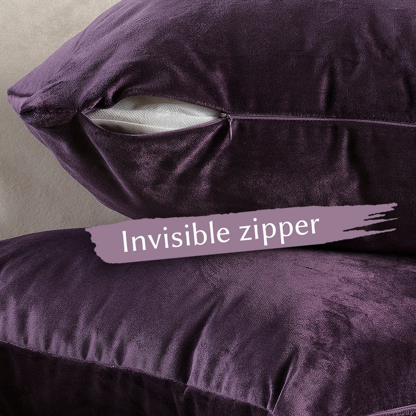 Matte Velvet Cushion Covers Set of 2 - Eggplant Curtain Colors Matching