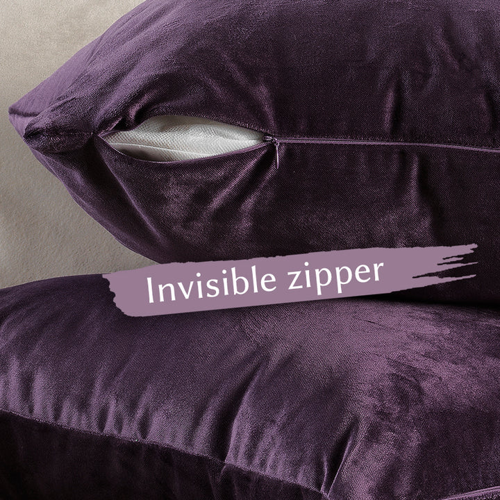 Matte Velvet Cushion Covers Set of 2 - Eggplant Curtain Colors Matching