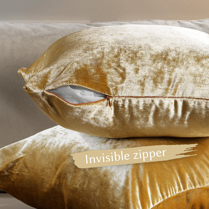 Soft Shiny Velvet Cushion Covers Set of 2 - Marigold Curtain Colors Matching