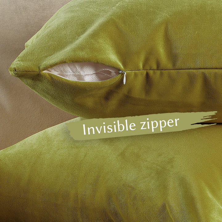 Matte Velvet Cushion Covers Set of 2 - Lime Curtain Colors Matching