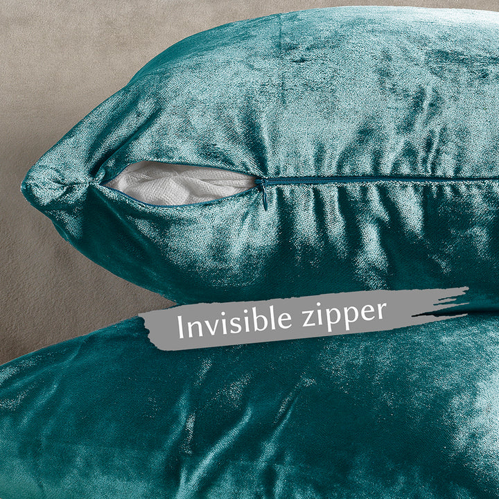 Soft Shiny Velvet Cushion Covers Set of 2 - Azure Curtain Colors Matching