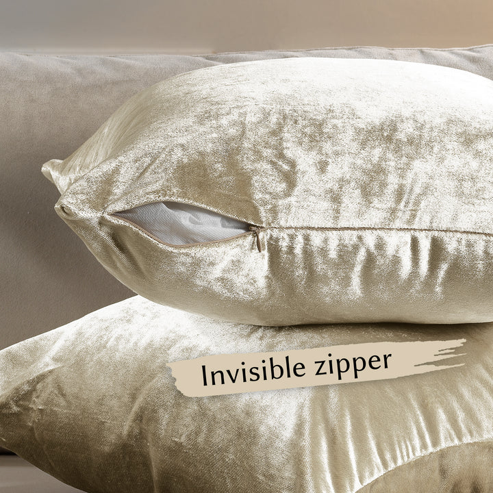 Soft Shiny Velvet Cushion Covers Set of 2 - Cream Curtain Colors Matching