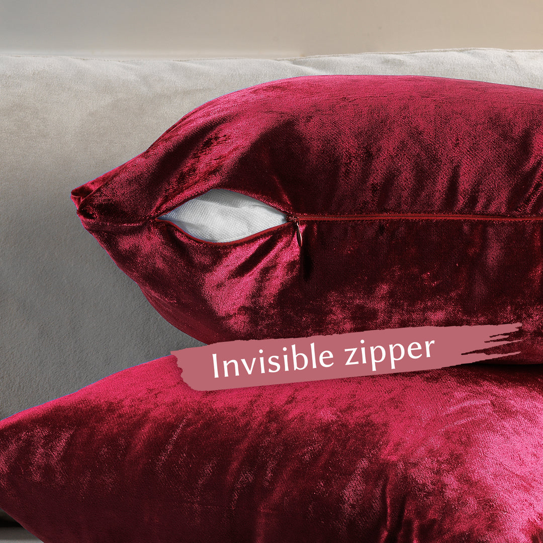 Soft Shiny Velvet Cushion Covers Set of 2 - Ruby Curtain Colors Matching