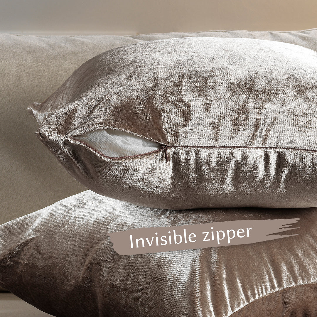 Soft Shiny Velvet Cushion Covers Set of 2 - Rice Curtain Colors Matching