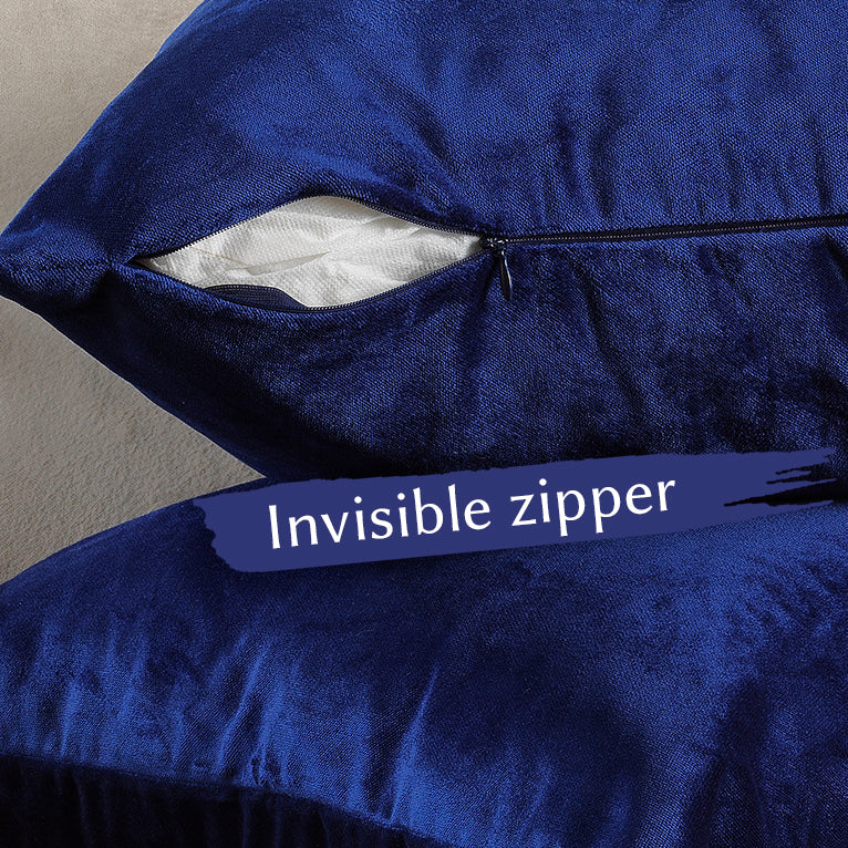Matte Velvet Cushion Covers Set of 2 - Navy Blue Curtain Colors Matching
